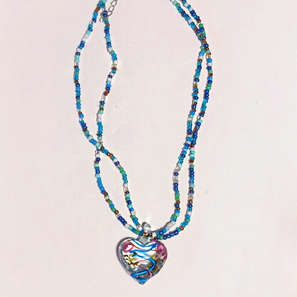Murano glass heart pendant necklace - Picture 2 of 3